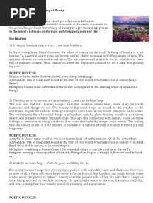 Theme of The Poem:: A Thing of Beauty
