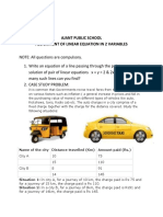 Ajant Public School Assignment of Linear Equation in 2 Variables