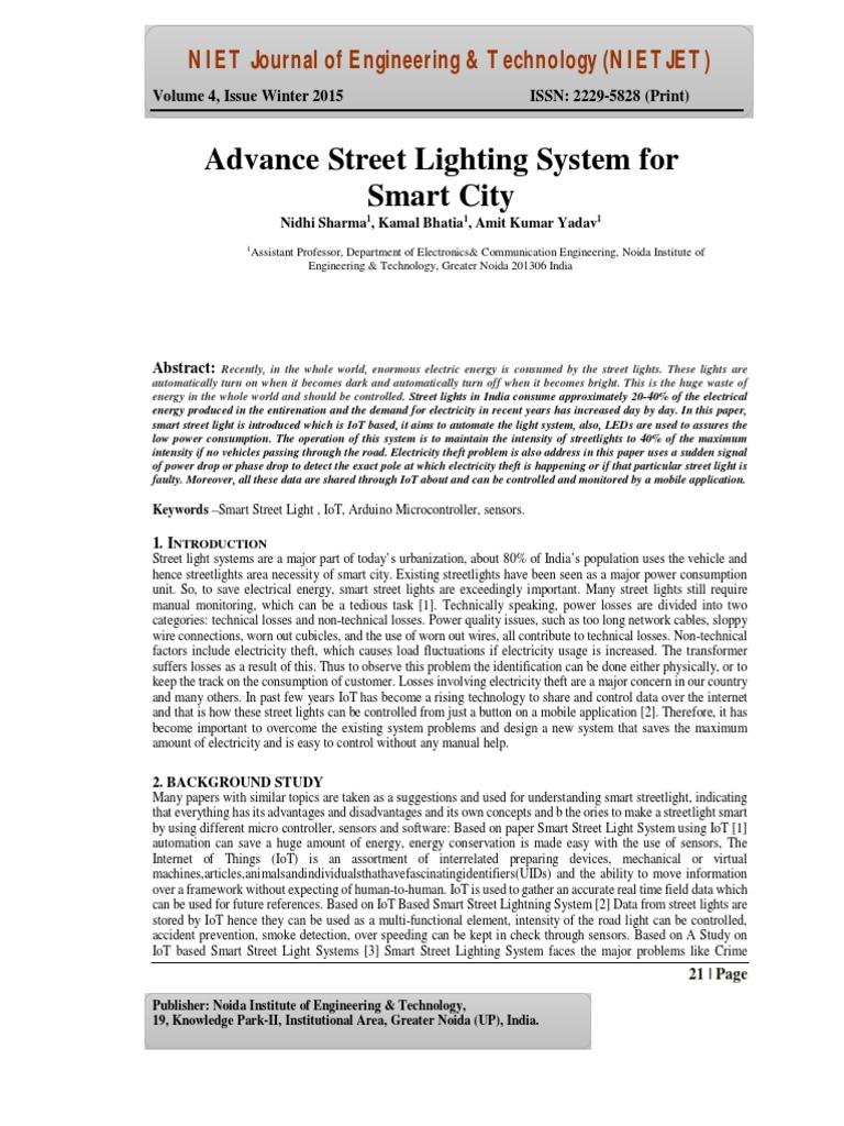 Smart Street Lighting for Energy Efficiency | PDF | Internet Of Things ...