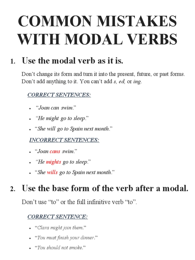 Modal Verbs Error Correction _ Modal Verbs Error Correction Worksheet ...