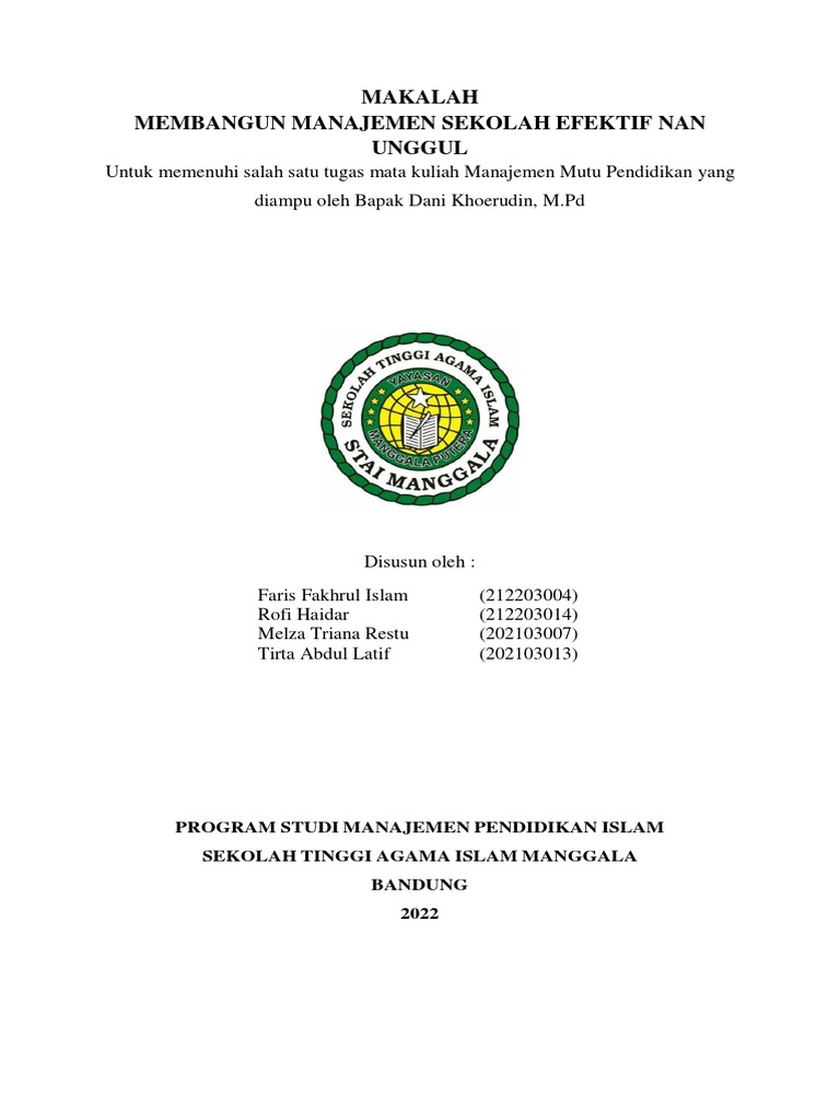 Kriteria Sekolah Efektif Menurut Ahli | PDF | Karier & Perkembangan ...