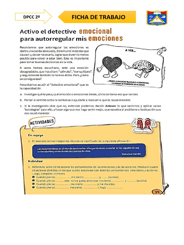 Ficha de Trabajo - Autorregular Mis Emociones | PDF