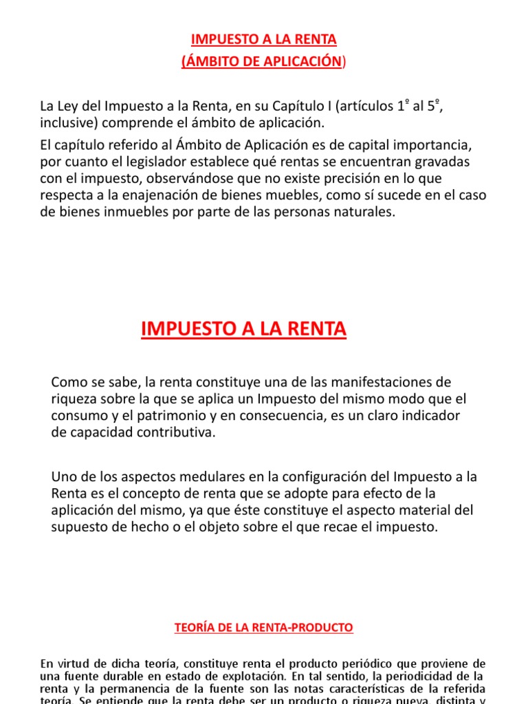 Ámbito y Tipos del Impuesto a la Renta | PDF | Impuestos | Impuesto ...