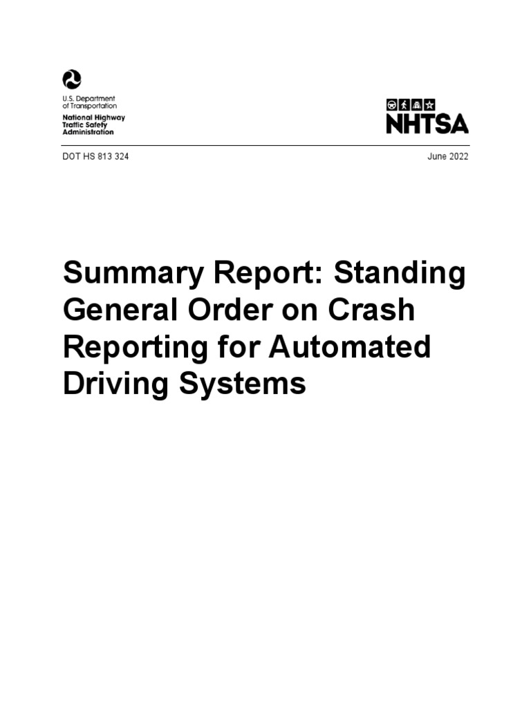 NHTSA Report on ADS Crash Reporting | PDF | National Highway Traffic ...