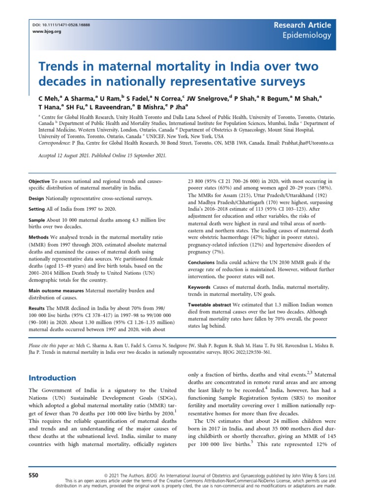 Maternal Mortality Trends in India 2021 | PDF | Maternal Death | Human ...