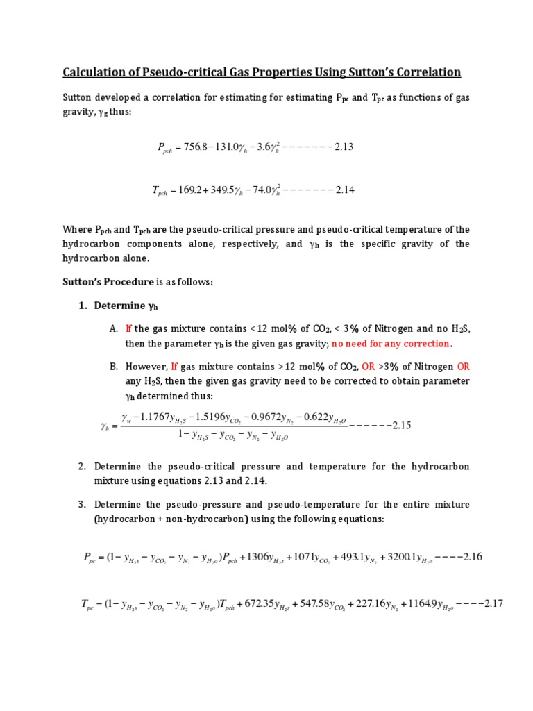 Sutton's Correlation for Gas Properties | PDF | Teaching Methods ...