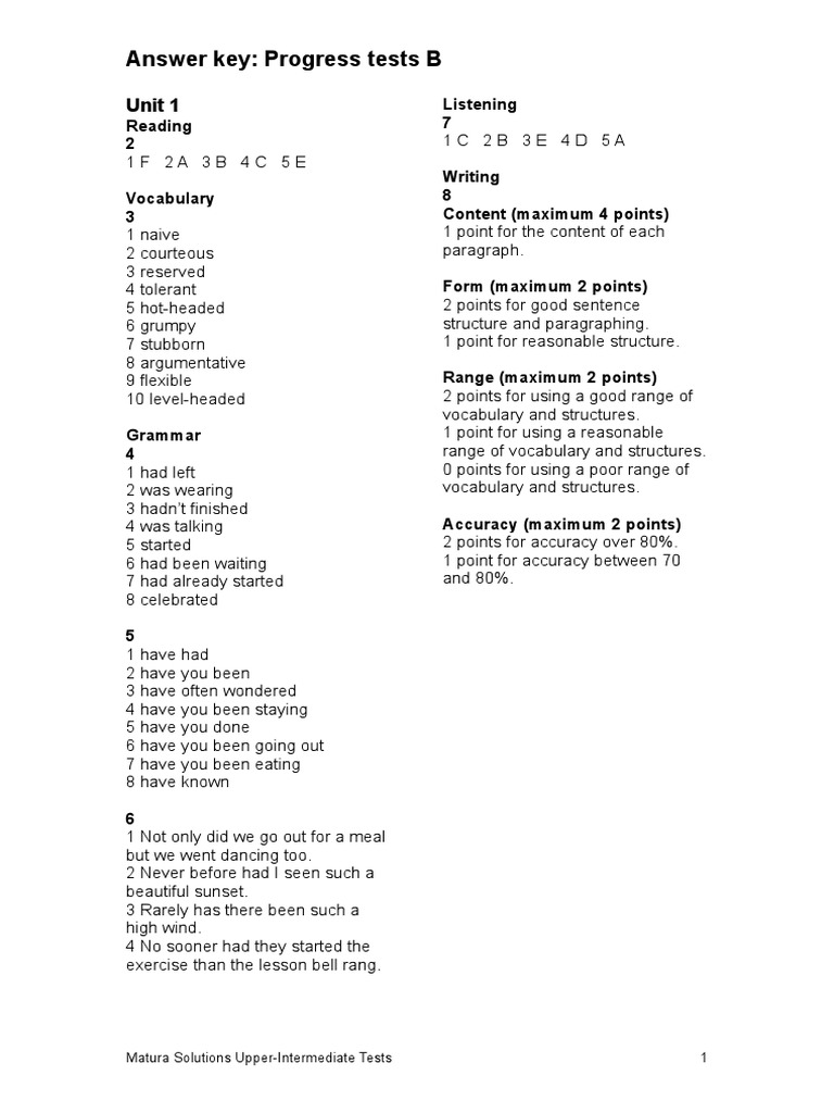 Toaz - Info Sol Upper Int Progress Tests Answer Key B PR | PDF | Career ...