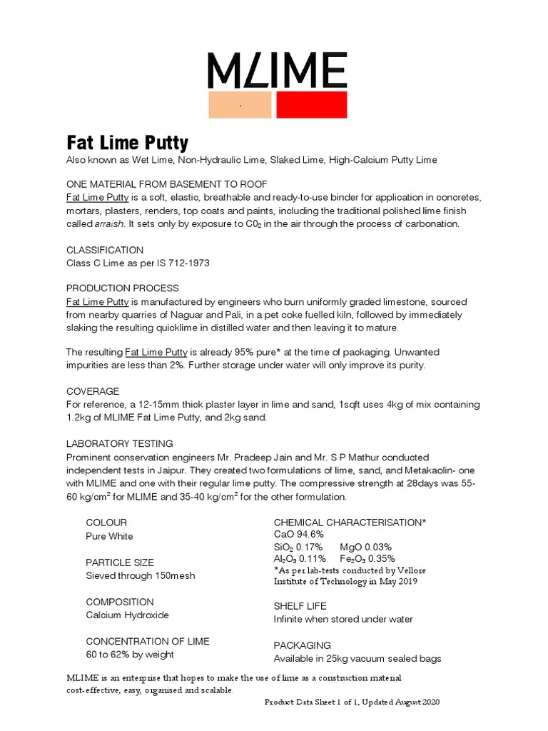 Fat Lime Putty: Properties and Uses | PDF