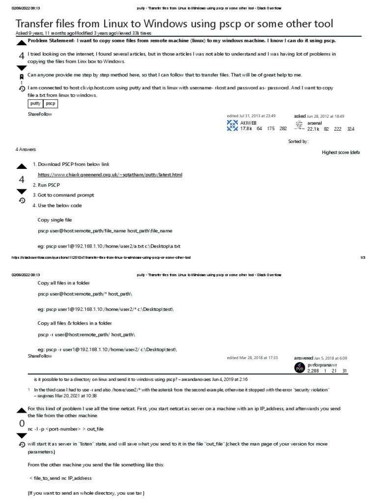 Putty - Transfer Files From Linux To Windows Using PSCP or Some Other ...