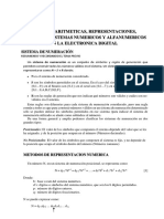 Operaciones Aritmeticas, Representaciones, Codigos en Sistemas Numericos y Alfanumericos