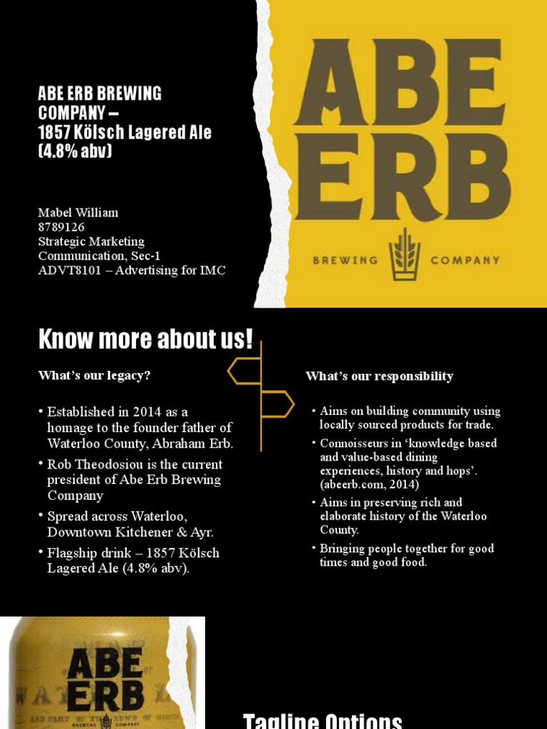 Kölsch Abe Erb Brewing Company 1857 Lagered Ale (4.8 Abv) PDF Beer Ale