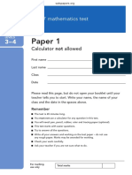 KS3 Year 7 Maths SAT 2011 - Paper 1 - level 3-4