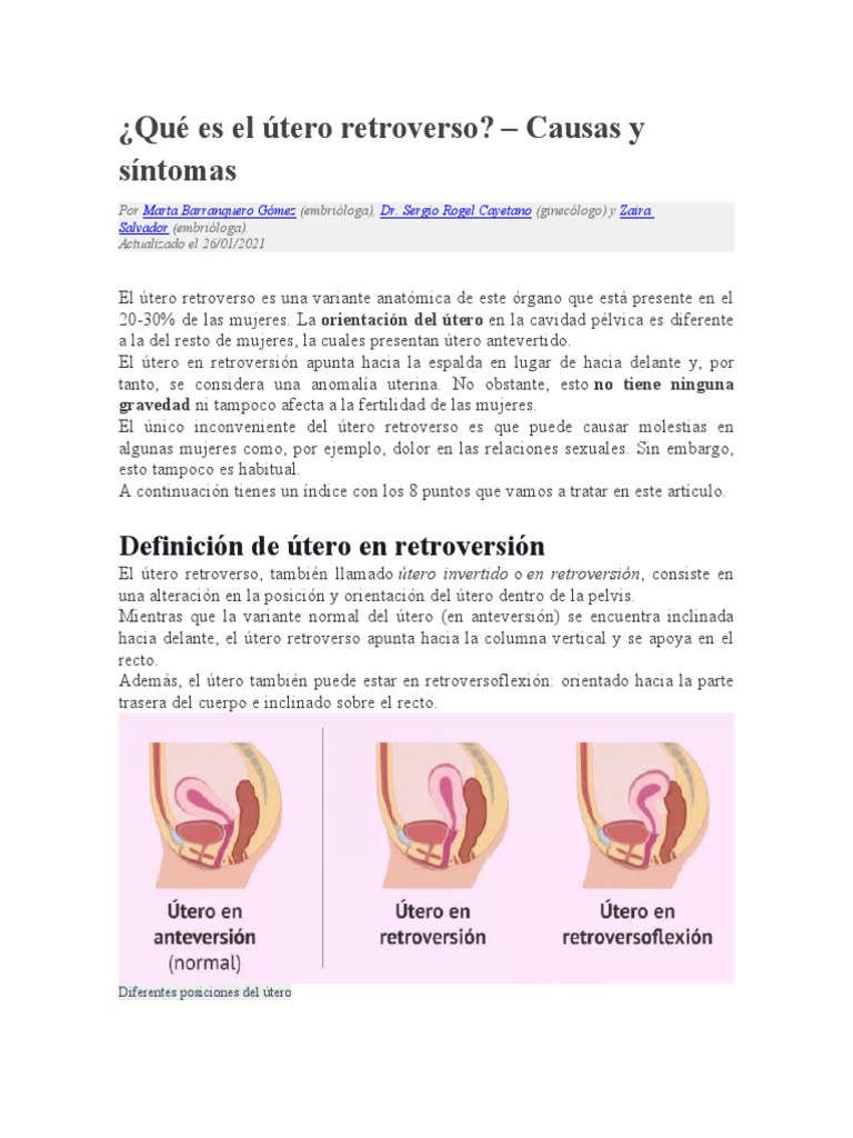 Qu Es El Tero Retroverso Causas Y Sntomas Qué Es El útero Invertido