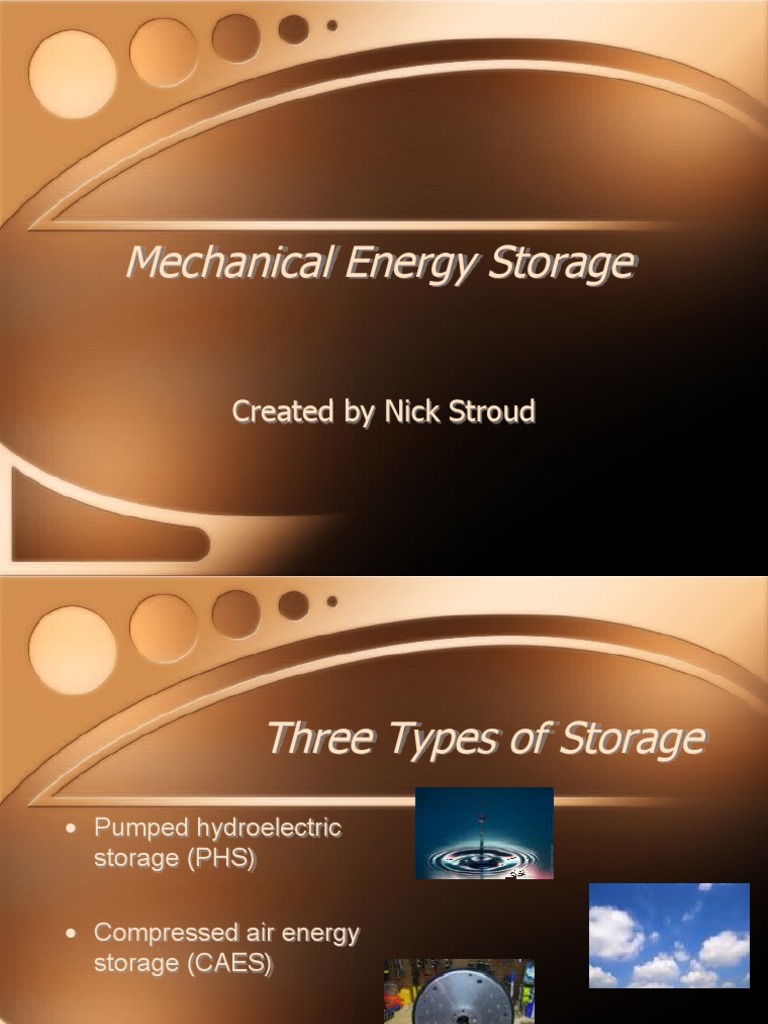 Mechanical Energy Storage PDF Energy Storage Engines