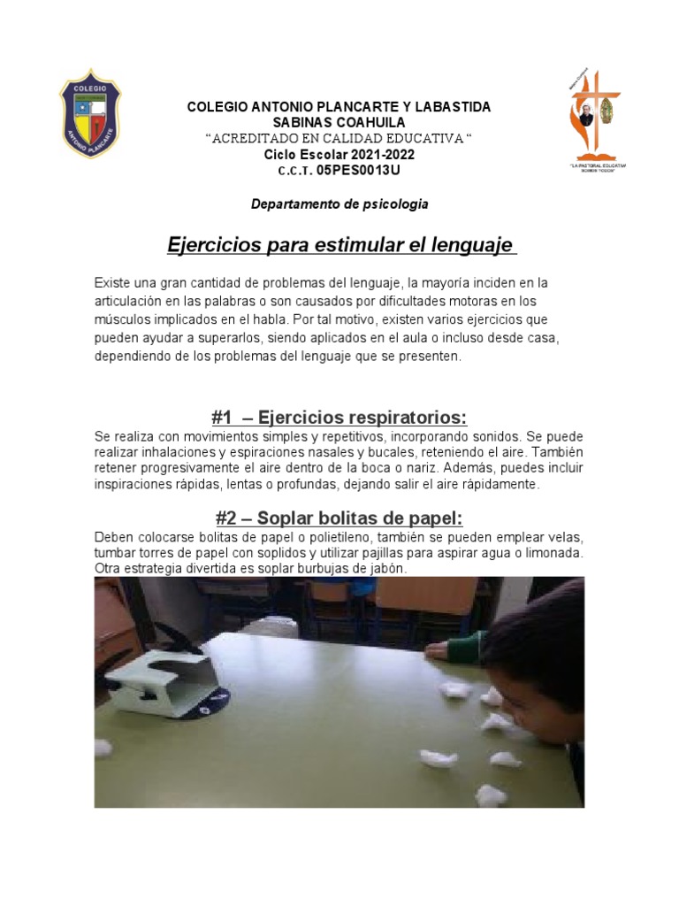 Ejercicios para Estimular el Lenguaje Infantil | PDF | Ritmo | Vocal