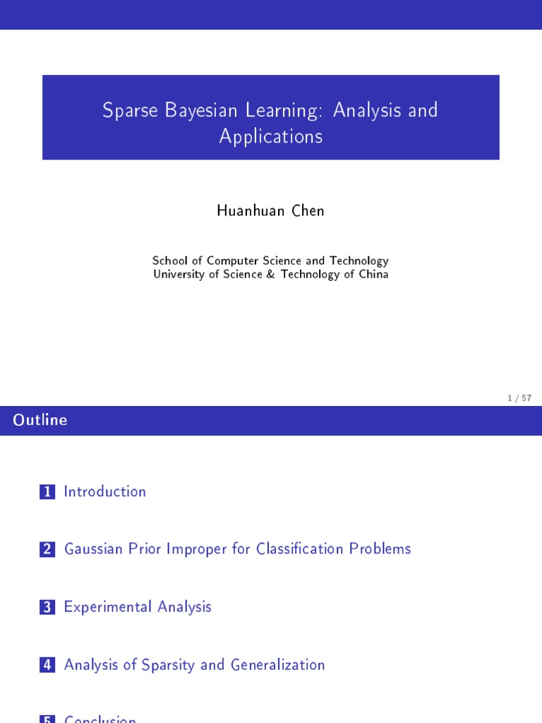 Sparse Bayesian Learning - Analysis and Applications | PDF | Bayesian ...