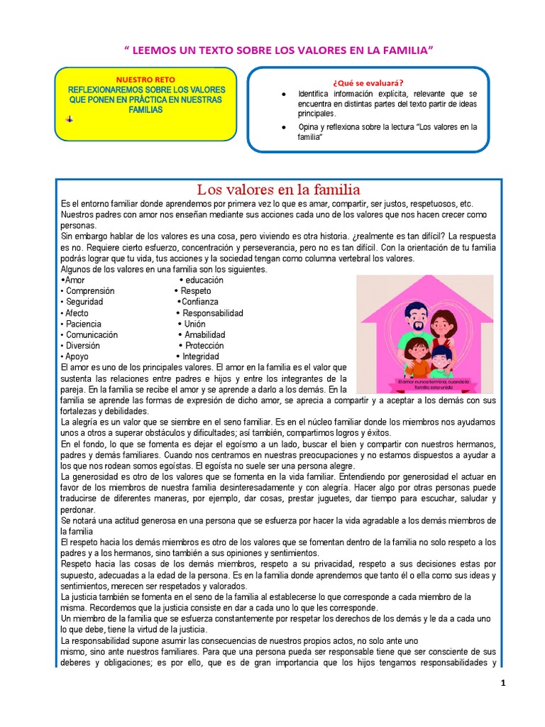 Valores Fundamentales en la Familia | PDF | Familia | Amor