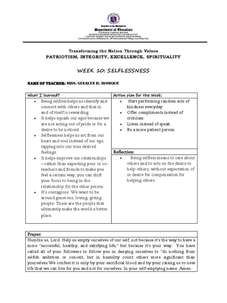 Week 10: Embracing Selflessness | PDF | Altruism | Psychology