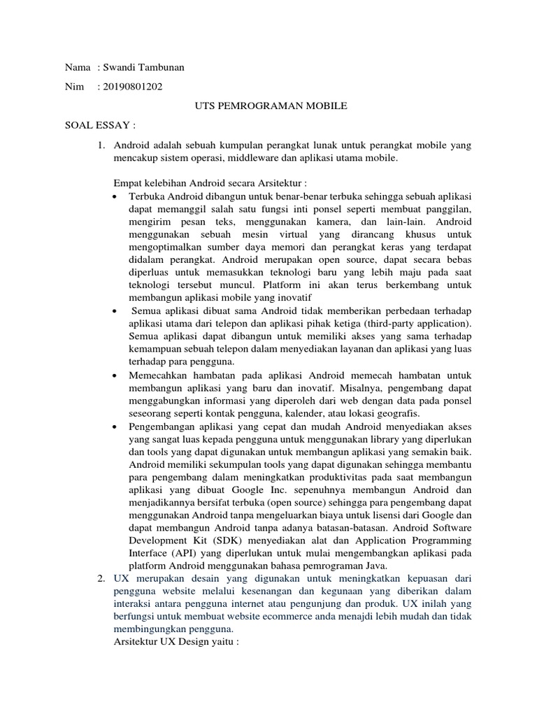 Uts Pemrograman Mobile | PDF | Komputer