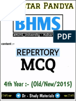 Repertory - MCQ - 4th - BHMS - (Old, New, 2015)