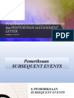 PEMERIKSAAN SUBSEQUENT EVENTS Dan MANAGEMENT LETTER