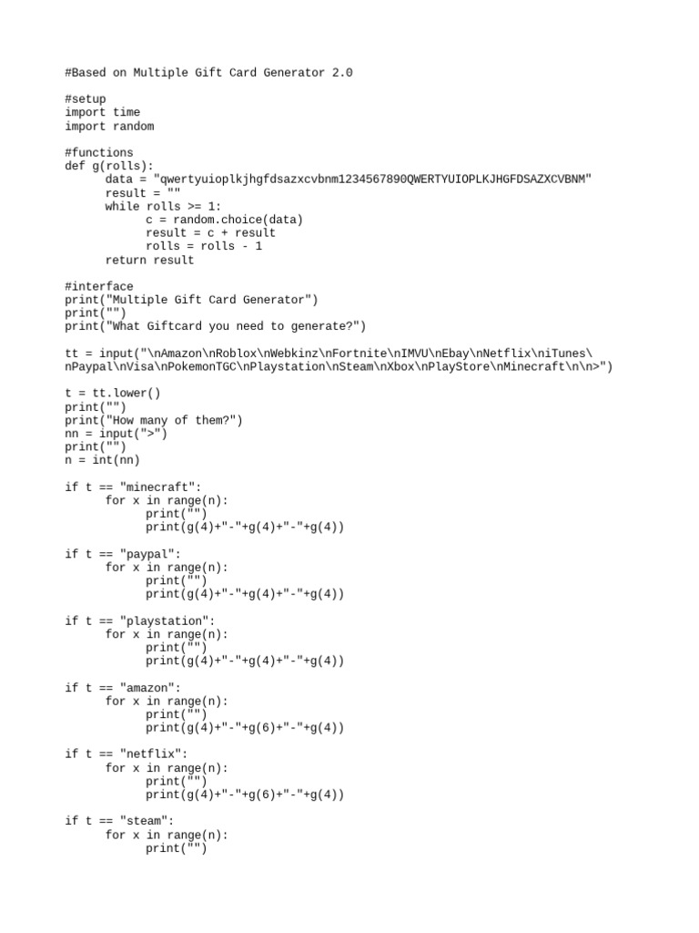 #Based On Multiple Gift Card Generator 3 | PDF | Computers