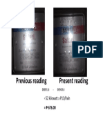 Previous Reading Present Reading: 52 Kilowatt X P13/Kwh