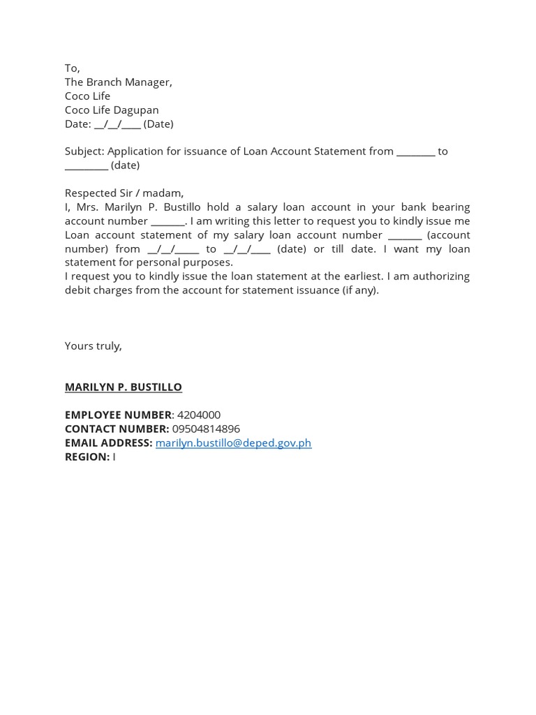 Request letter soa pdf