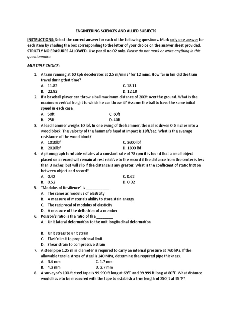 Engineering Sciences Exam Questions | PDF | Metals | Interest