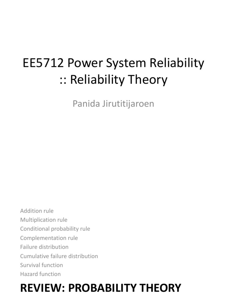 EE5712 Power System Reliability Reliability Theory Panida