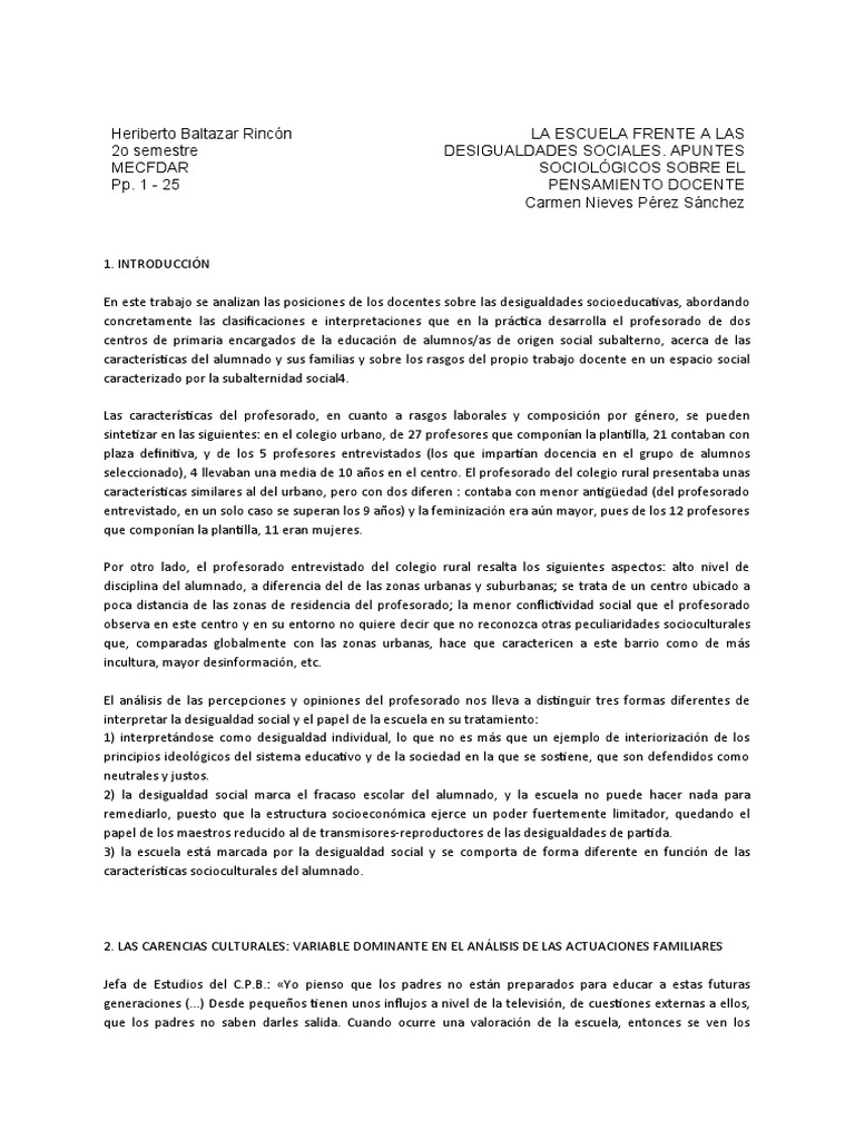 La Escuela y Desigualdades Sociales | PDF | Desigualdad social ...