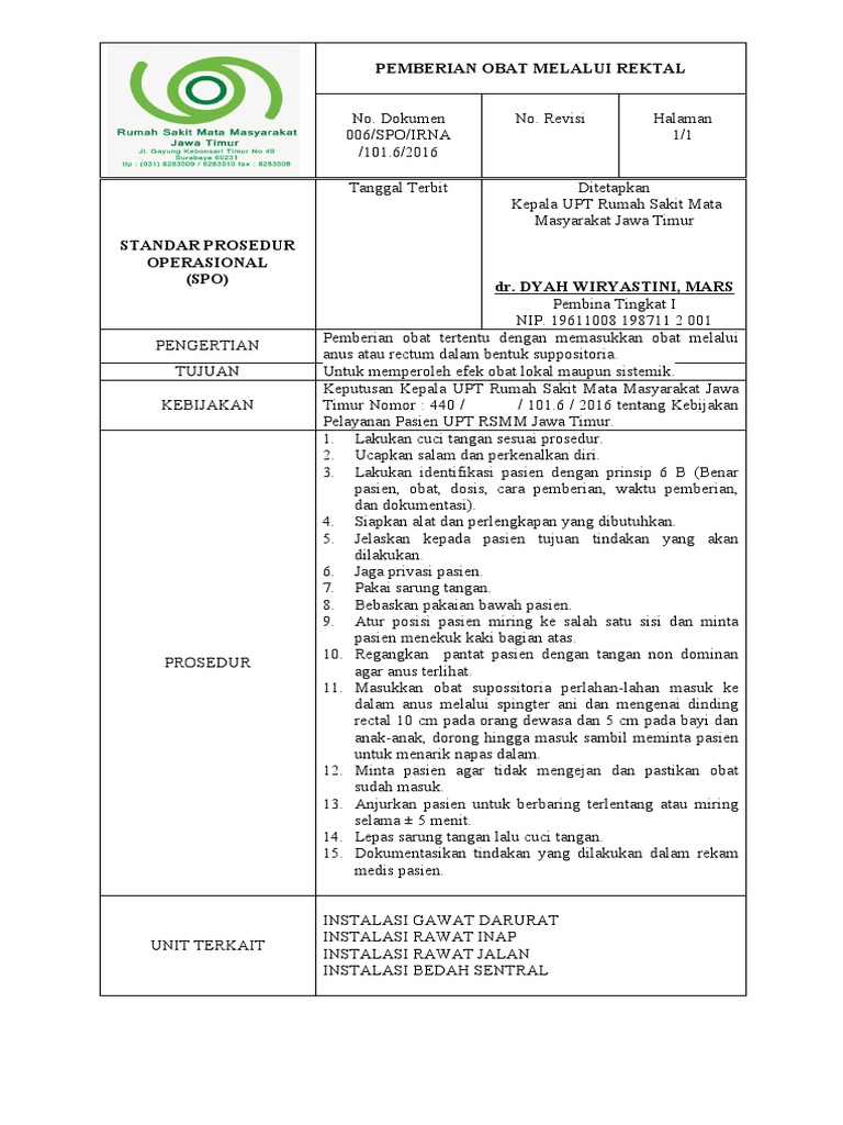 Prosedur Pemberian Obat Rektal | PDF