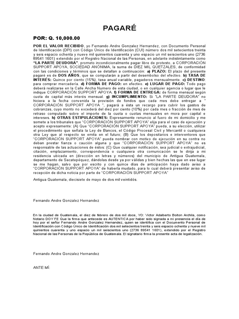Modelo de Pagaré en Guatemala | PDF | Guatemala