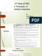 B.Tech-3 Sem (CSE) Subject:: Principles of Programming Languages