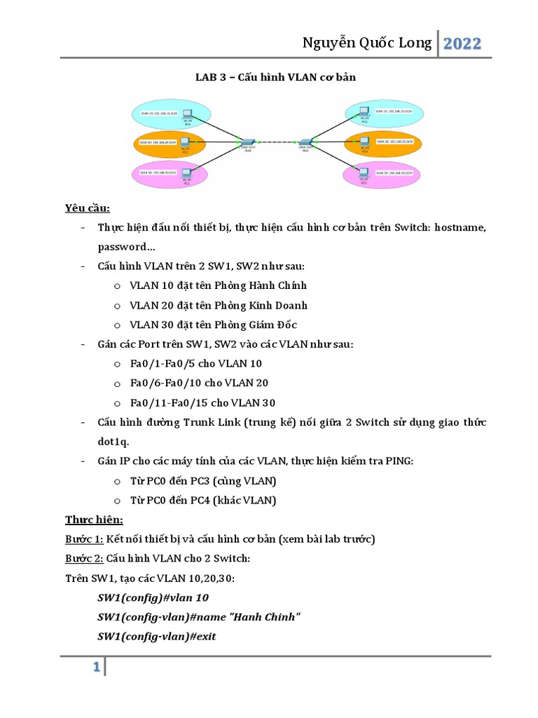 Lab 3 - VLAN Basic | PDF
