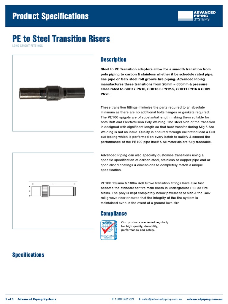 PE to Steel Transition Risers Overview | PDF | Pipe (Fluid Conveyance ...