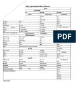 Daily Operation Data Sheet