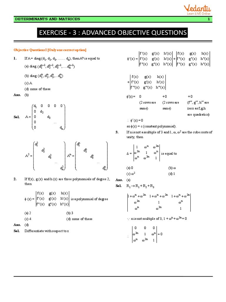 Determinants and Matrices EX3 PDF Functional Analysis