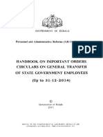 Handbook On Important Orders Circulars On General Transfer of State Government Employees