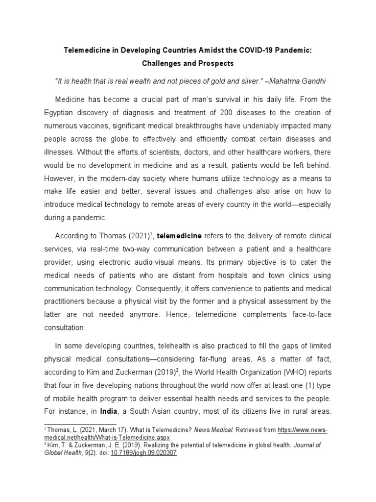 Telemedicine Narrative Report | PDF | Health Care | Health Sciences