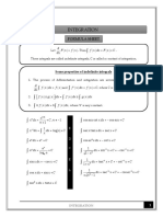 Integration Formula Sheet