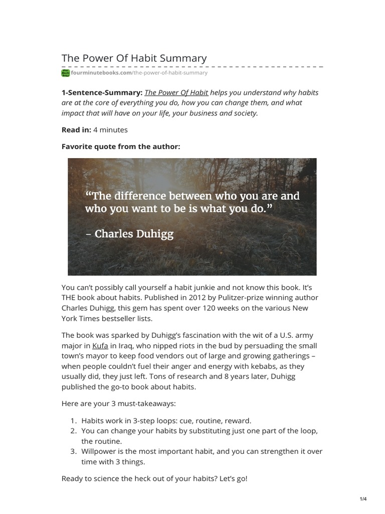 The power of habit pdf summary pdf disciplines habits