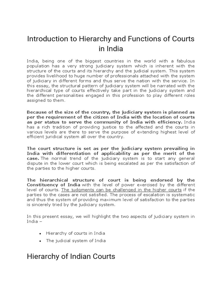 Hierarchy of Courts in India Explained | PDF | Supreme Court Of India ...