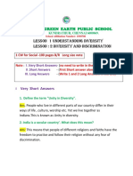 Peace On Green Earth Public School: Lesson 1 Understanding Diversity Lesson: 2 Diversity and Discrimination