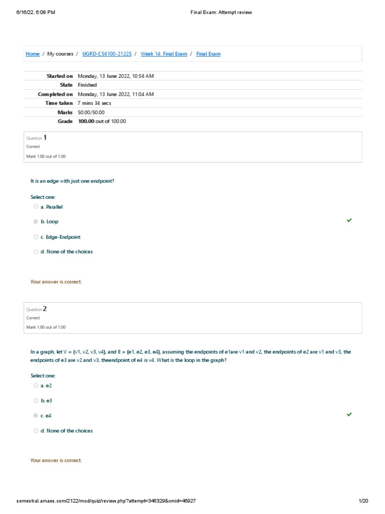 Discrete Structures 1 Final Exam - Attempt Review | PDF | Mathematical ...
