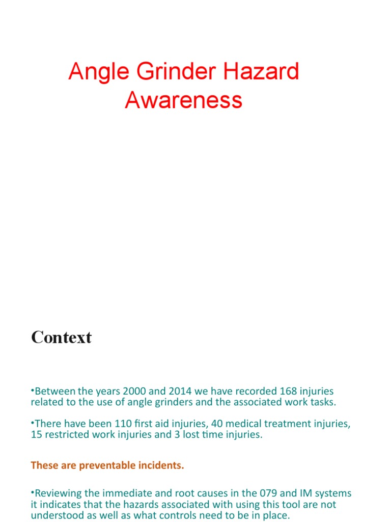 Angle Grinder Hazard Awareness PDF Grinding (Abrasive Cutting) Glove
