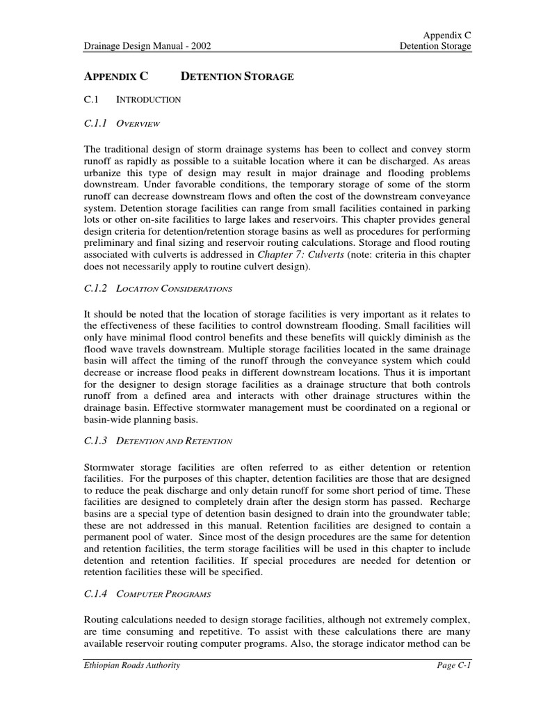 Detention Storage Design Guidelines | PDF