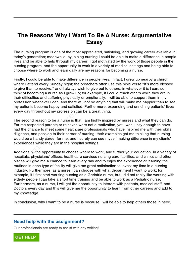 argumentative essay on nursing career