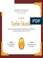 Taufan Iskandar: Sertifikat