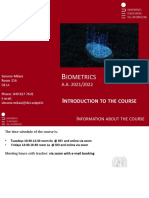 Iometrics: Ntroduction To The Course